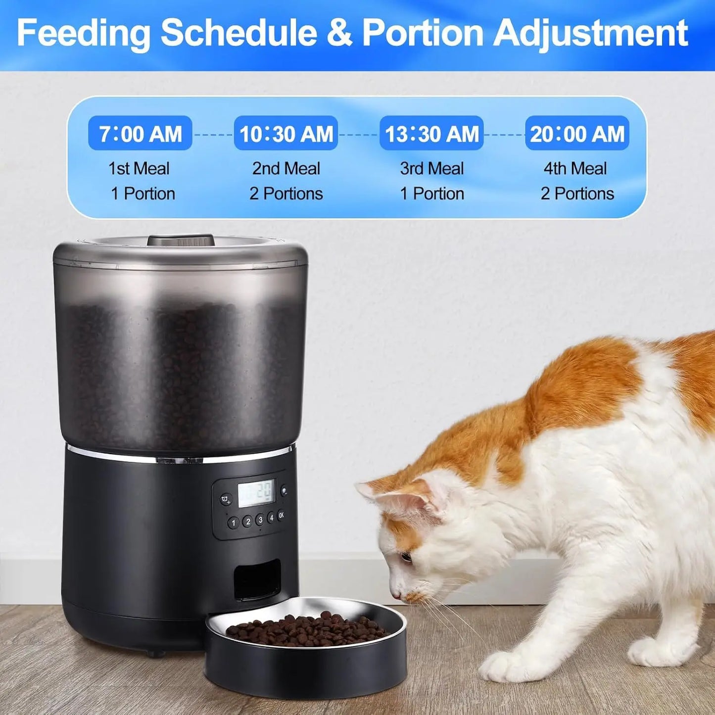 Comedero Automático Inteligente 4L con WiFi y App para Gatos y Perros Pequeños