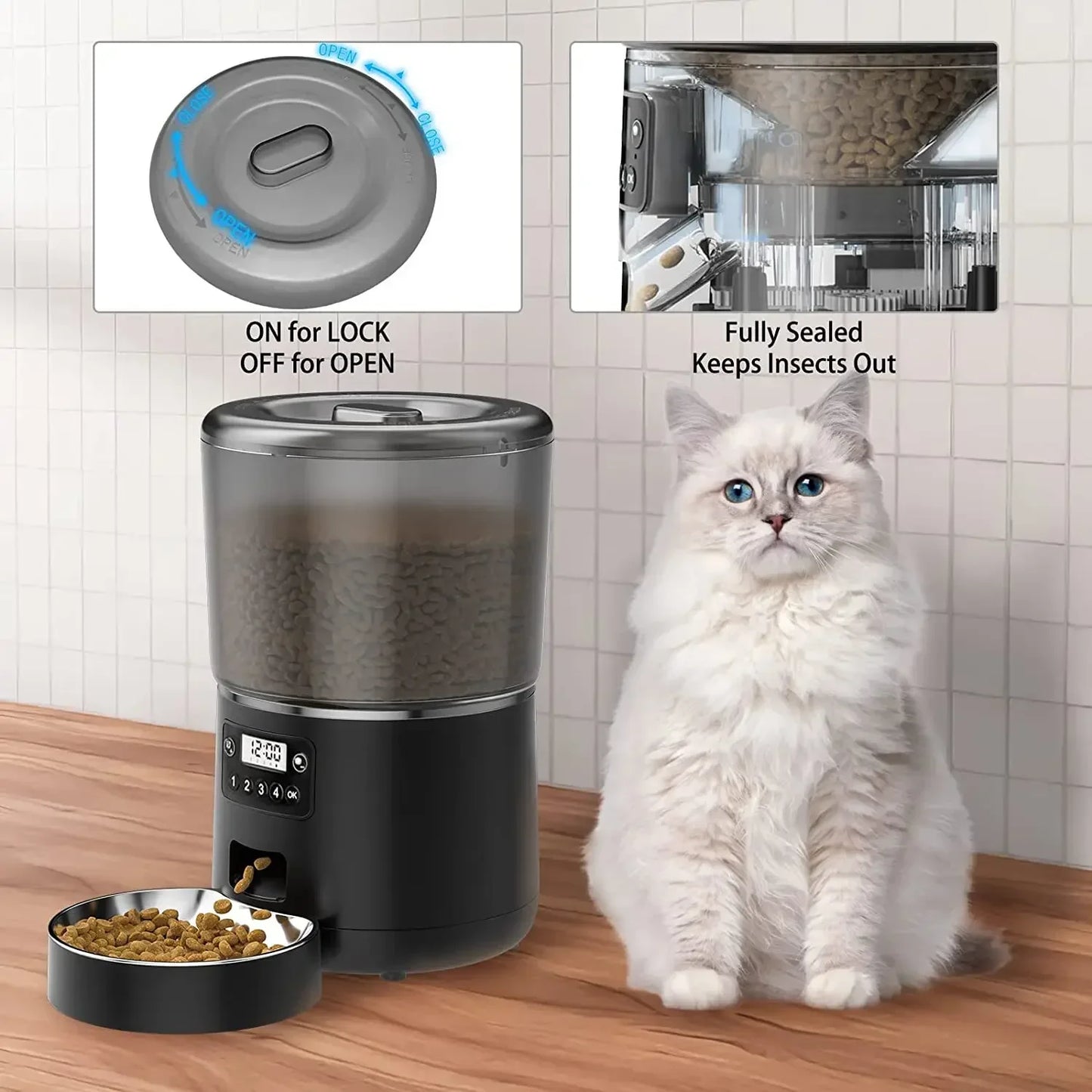 Comedero Automático Inteligente 4L con WiFi y App para Gatos y Perros Pequeños